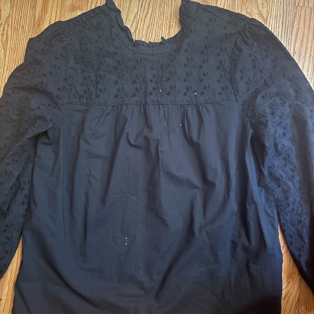 Elegant Black Eyelet Women's Madewell Top size M